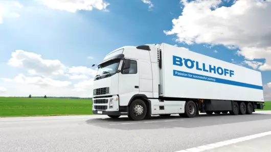 a driving truck with a Böllhoff Logo