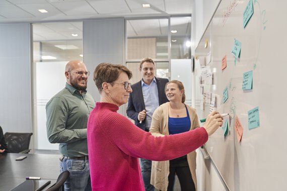 Marcel, Kerstin, Stefan und Nadine in einem Workshop