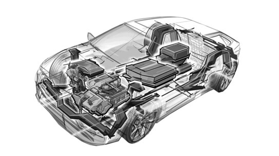 Perokresba hybridního automobilu
