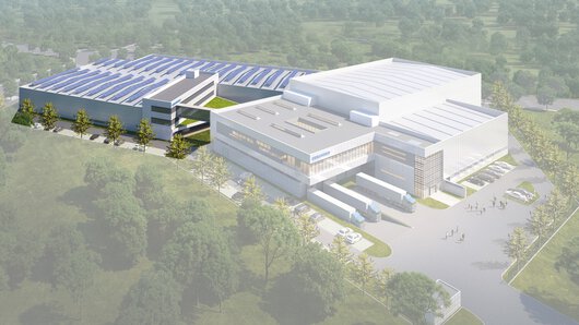 Representação do projeto de expansão da produção nas instalações da Böllhoff em Wuxi, China