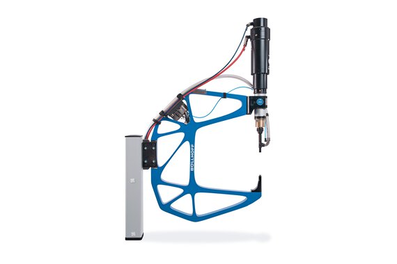 RIVSET®自動化 E - RIVSET®セルフピアスリベット加工用ロボットに100%電動取り付け