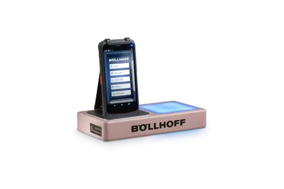 A smartphone in a bowl with an integrated RFID reader