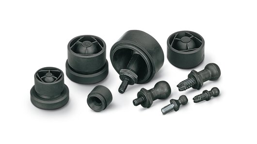 Selection of SNAPLOC® ball studs and couplings – vibration and noise-decoupling plug-in connections