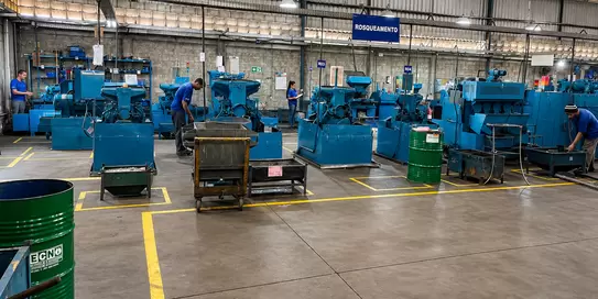 Ein Blick in die Produktion von Nutep S/A Indústria Metalúrgica in Betim, Minas Gerais, Brasilien