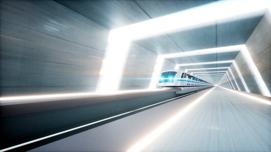 Photo of a futuristic underground railway
