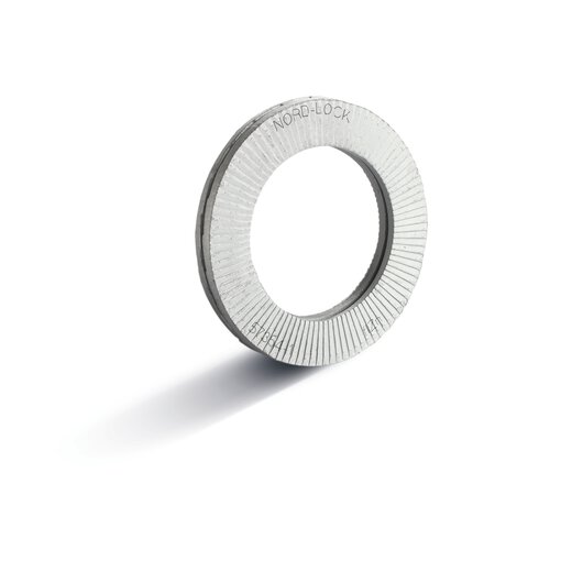 Pair of Nord-Lock® wedge-locking washers with enlarged outer diameter.