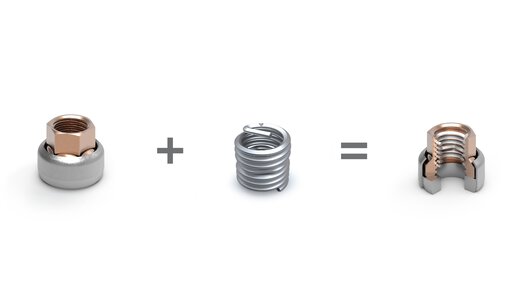 Body with washer (in the example shown: flange nut variant with washer) + HELICOIL® Screwlock = HELICOIL® locknut