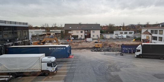 View of the construction site for the Böllhoff Education Campus at the company headquarters in Bielefeld