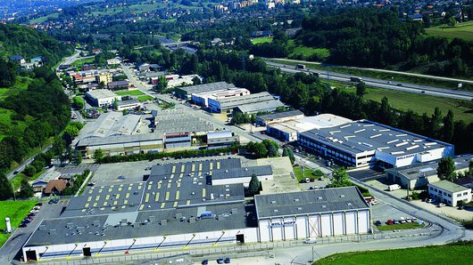 Vista aérea da unidade de produção da Böllhoff na França hoje em dia