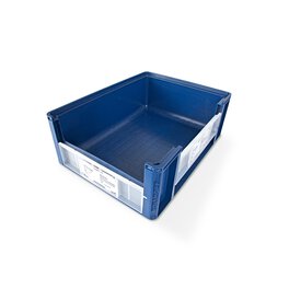 Image of an empty blue ECOBin for C-Parts management