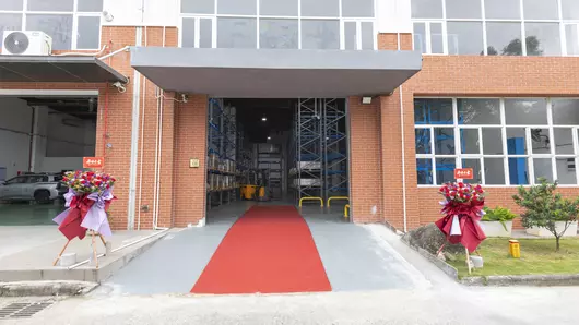 The entrance to the warehouse area of the new Böllhoff site in Guangzhou in southern China