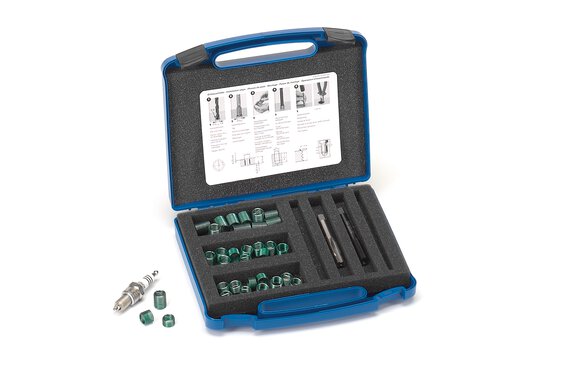 Thread repair kit for spark and glow plugs