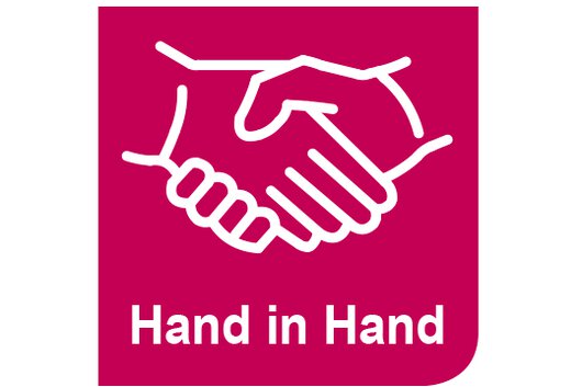 Logo of the ‘Hand in Hand’ sponsorship programme of the Wolfgang and Regina Böllhoff Foundation