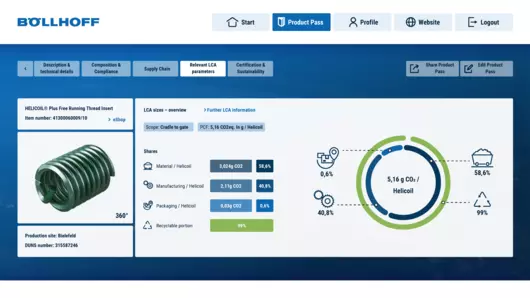 L’empreinte carbone et la recyclabilité de notre insert fileté HELICOIL® dans la première maquette du passeport numérique des produits