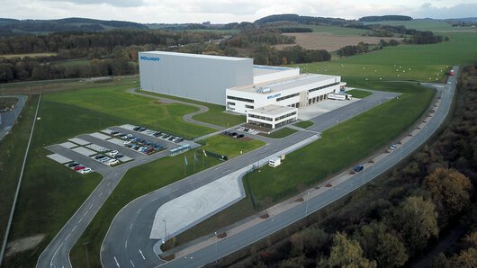 Vista aerea del magazzino centrale di Böllhoff in Sassonia