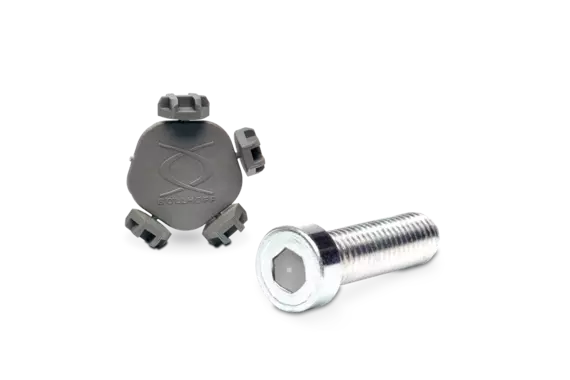 Ein PARRYPLUG® Produkt und eine Schraube, in der ein Plug eingesetzt ist.